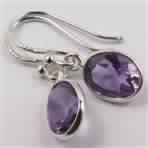 925 Solid Sterling Silver Natural AMETHYST Gemstones Girls Women\\\'s Cute Earrings