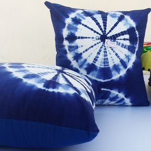 2 Pcs Lot Cotton Fabric Pillow Cases Shibori Cushion Cover Hand Dyed Indigo Blue Home Decor Case