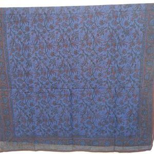 Hand Block Print Sarong, Cotton blue brown mix Dupatta Stole