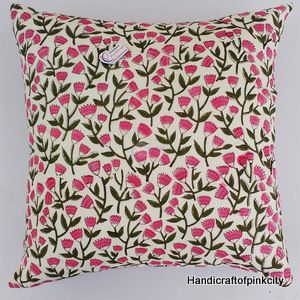 Indigo Hand Block Print Double Side Printed Cotton Cushion