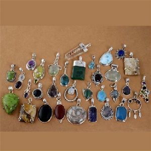 Handcrafted silver gemstone pendants