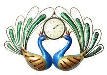 Two Peacock Hanging Wall Clock Decor