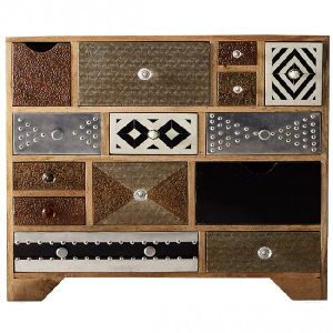 Bone Inlay Mix Metal Multi Drawer Chest