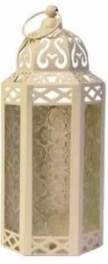 Cream Glass Iron Moroccan Lantern