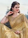 Gold Color Lycra Fabric Party Wear Saree