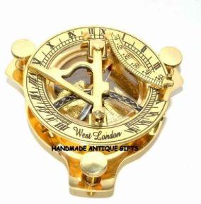 Handmade Triangle Shinny Gold Brass Sundial Compass