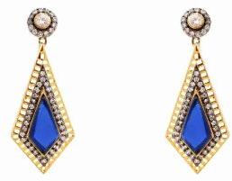 TIE-SHAPED BLUE EARRINGS