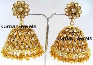 TRADITIONAL POLKI BIG JHUMKA EARRINGS