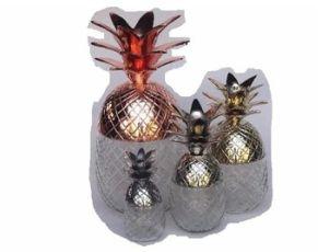 Pineapple Gold copper silver and Glass Storage Box Small