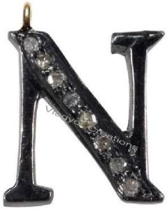 14K GOLD ALPHABET N TEXT ATTRACTIVE CHARM PENDANTS