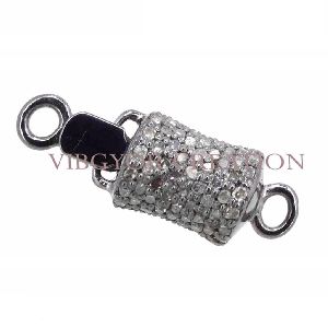 Bead Connector 925 Sterling Silver Pave Diamond Clasp Finding Lock Jewelry