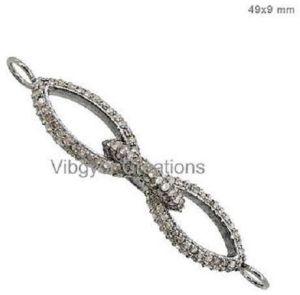 Designer Diamond Pave 925 Sterling Silver Connector Pendant Finding Jewelry