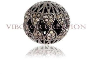 Diamond Finding Pave 925 Sterling Silver Bead Ball