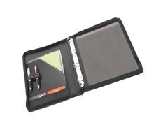 Zip closure security leather document file folder