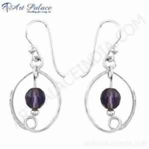 925 Sterling Silver Amethyst Beads Earring Jewelry