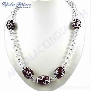 925 Sterling Silver Jewelry,Fashionable Carnelian and Crystal Silver Necklace