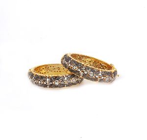 Diamond Victorian golden polished Bangels