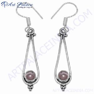 Fashionable Amethyst White Metal Earring