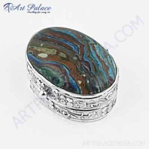 Luxury Jasper Gemstone Silver Box