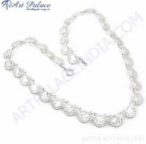 Lastest Luxury Cubic Zirconia Gemstone Silver Necklace