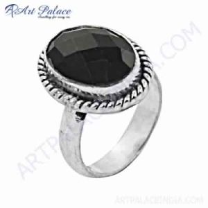 Nightlife Black Onyx Gemstone German Silver Ethnic Ring