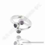 Silver Sterling Amethyst 3 Stone Rings