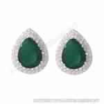 Green onyx earrings cz sterling silver