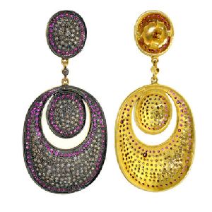 Yellow Gold Dangle Earrings Handmade New Jewelry