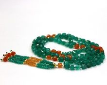 Carnelian Gemstone Knotted Box Cut 108 Beads Necklace