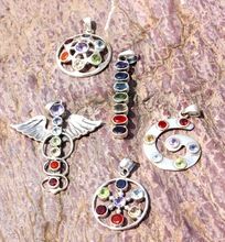 Chakra Multi stone Sterling Silver Pendant