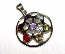 Chakra Multistone Silver Pendant