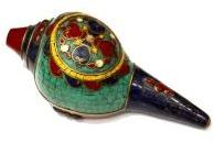 Handcrafted Gemstone Studded Blow Conch Shell Shankha