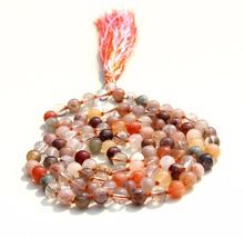 Quartz Gemstone Tassel Knotted Round Yoga Mala