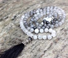 Rutilated Quartz Gemstone Tassel Yoga Mala