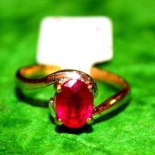 Yellow Gold and Natural Ruby Gemstone Wedding Engagement Ring