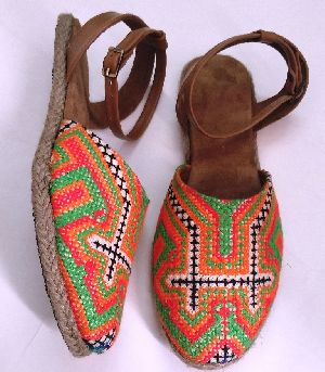 Handcrafted Handmade Khatliwork Embroidery Half Covered Belly shoe
