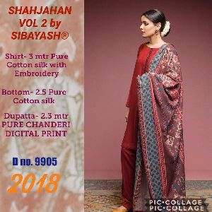 sibayash shahjahan vol2 pure cotton silk embroidered suits