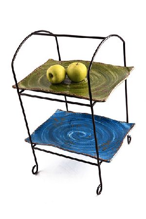 Rot Iron two Tier Square Fruit Stand