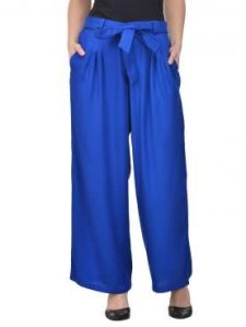 Royal Blue Pleated Rayon Palazzo