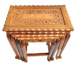 4 Pieces Wooden Nest Table Set