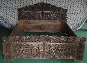 Carved Wooden Double Bed 02