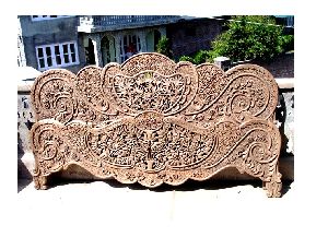 Carved Wooden Double Bed 03