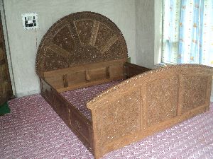 Designer Carved Wooden Double Bed
