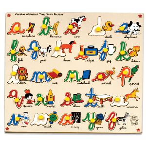 Cursive Alphabet Tray with Pictures