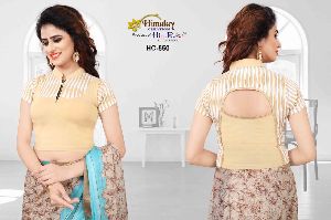 Half Sleeve Golden Laycra Cotton Blouse