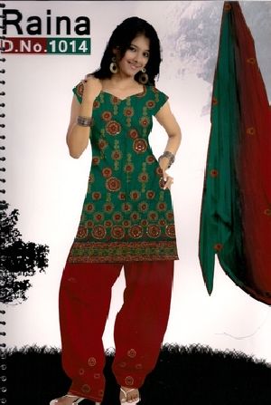 Synthetic Printed Punjabi Suit