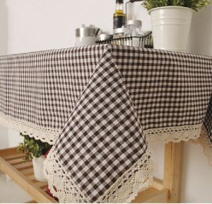 Checked Print with Lace Table Cover