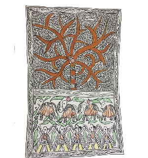 Traditional Madhubani Painting Depicting