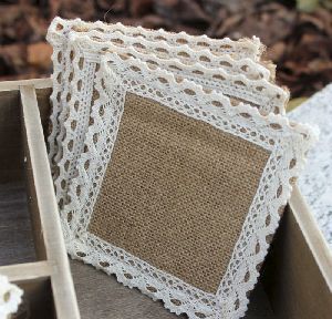 Woven Cotton Coaster with Lace