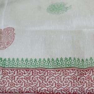 Block printed silk Dupatta